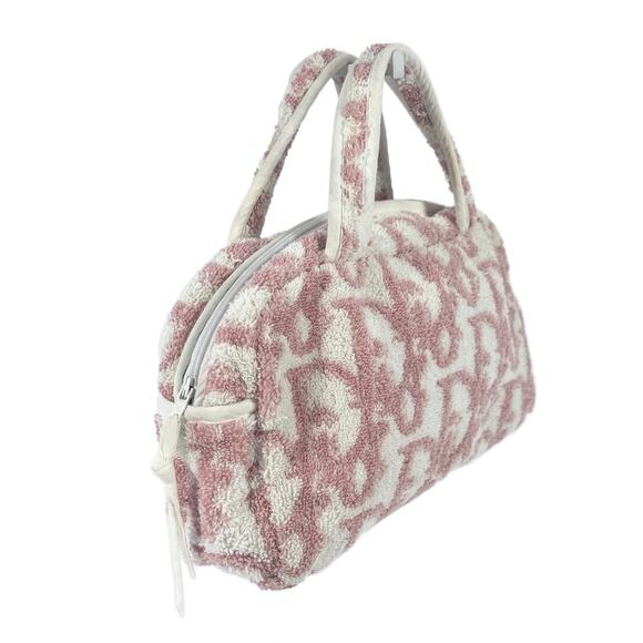 Dior Vintage Pink Monogram Diorissimo Terrycloth Cosmetic Mini Top Handle Bag - Picture 4 of 8